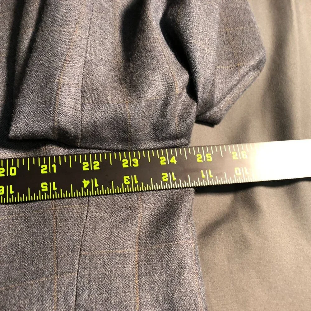 Oscar De La Renta Mens Blazer 46R Silk Wool Blend Gray Pinstripe